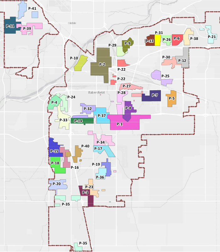Mapa del proyecto de Bakersfield