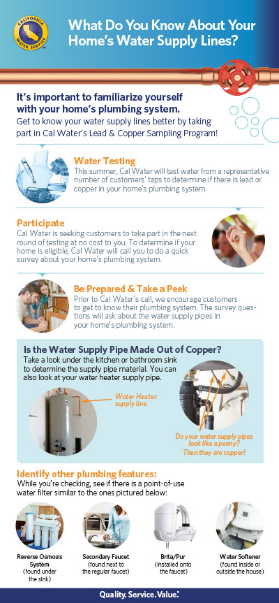 Cal Water Lead and Copper Sampling Program infographic (click for a PDF)