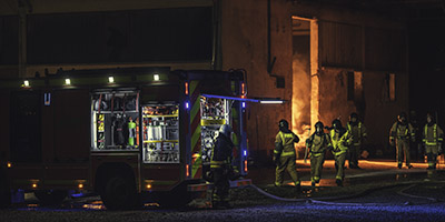 Firefighters at night