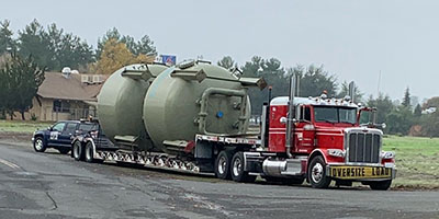 Truck delivering tanks