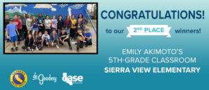 Congratulations to our 2nd place winners, Emily Akimoto's fifth-graders at Sierra View Elementary