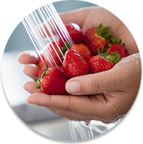 Strawberries being washed