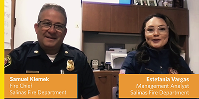 Samuel Klemek, Fire Chief, and Estefania Vargas, Management Analyst