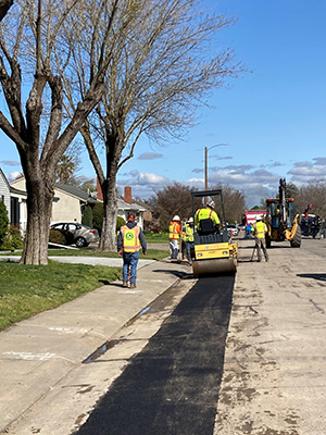 Laying pavement in Stockton