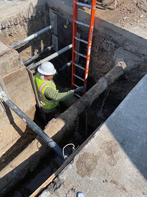 Worker in trench in Livermore