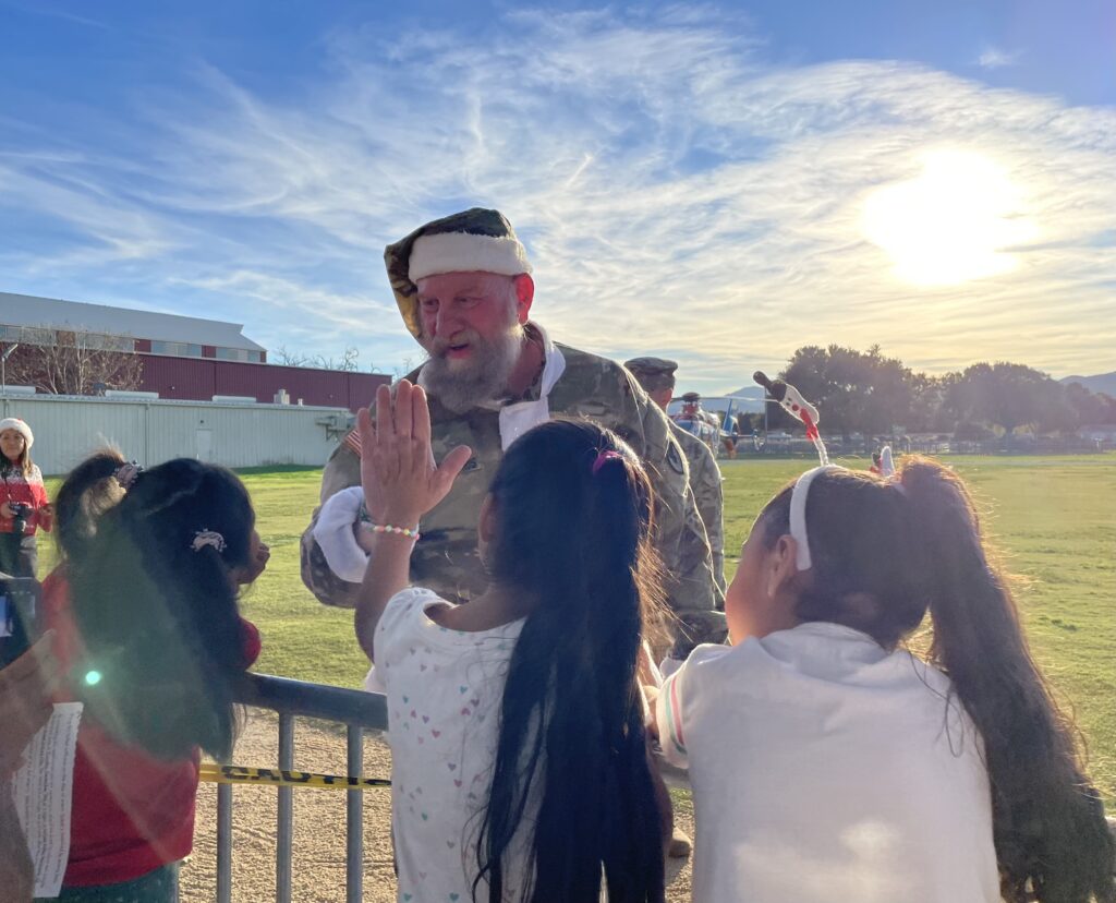 Santa Claus greeting children in Monterey County